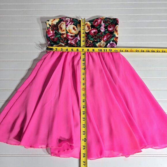 Style Rack Floral and Pink Color Block Short Dress Size Large Prom Wedding - Picture 2 of 9